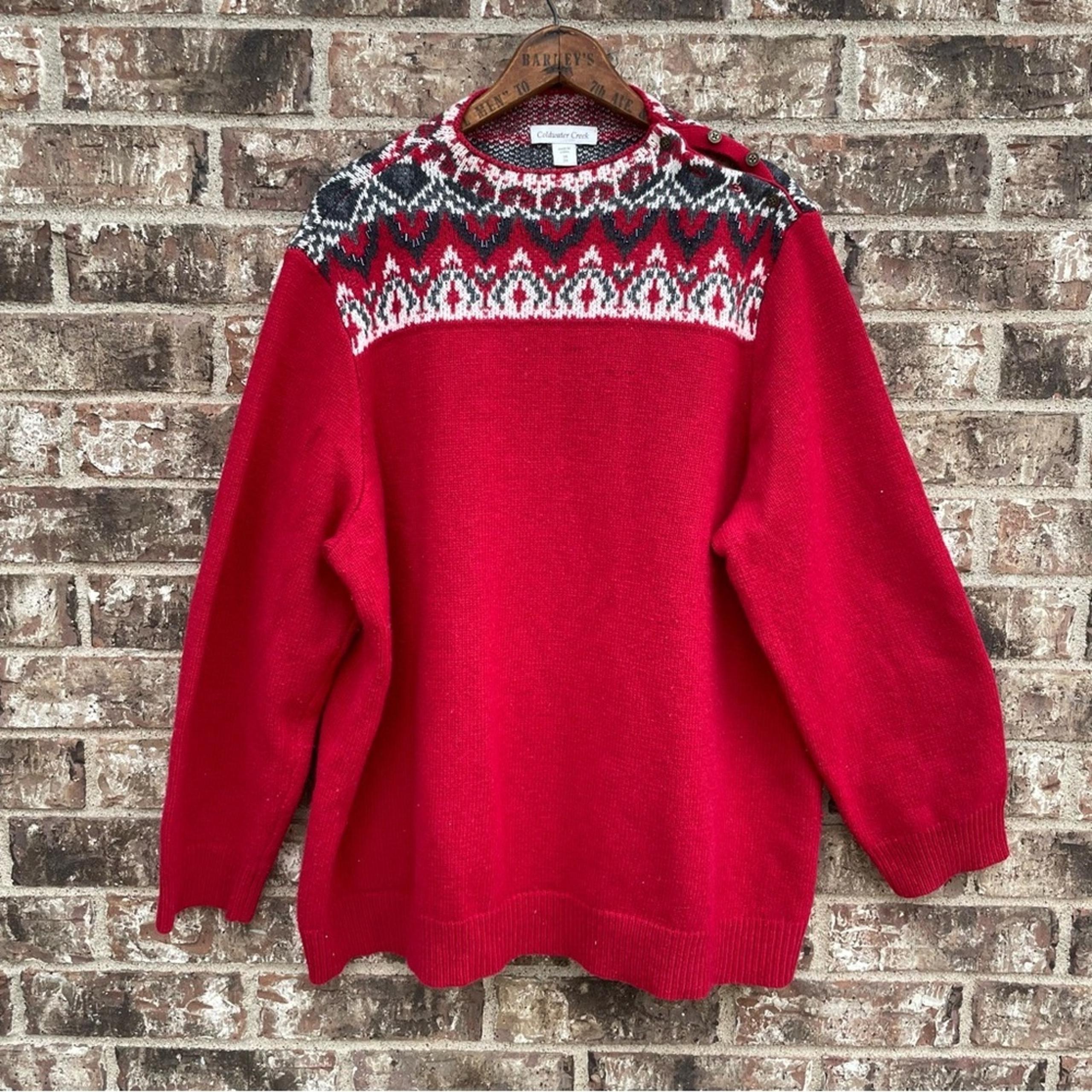 Coldwater Creek Women’s 3X Christmas Sweater Fairisle Crewneck Chunky Wool Blend