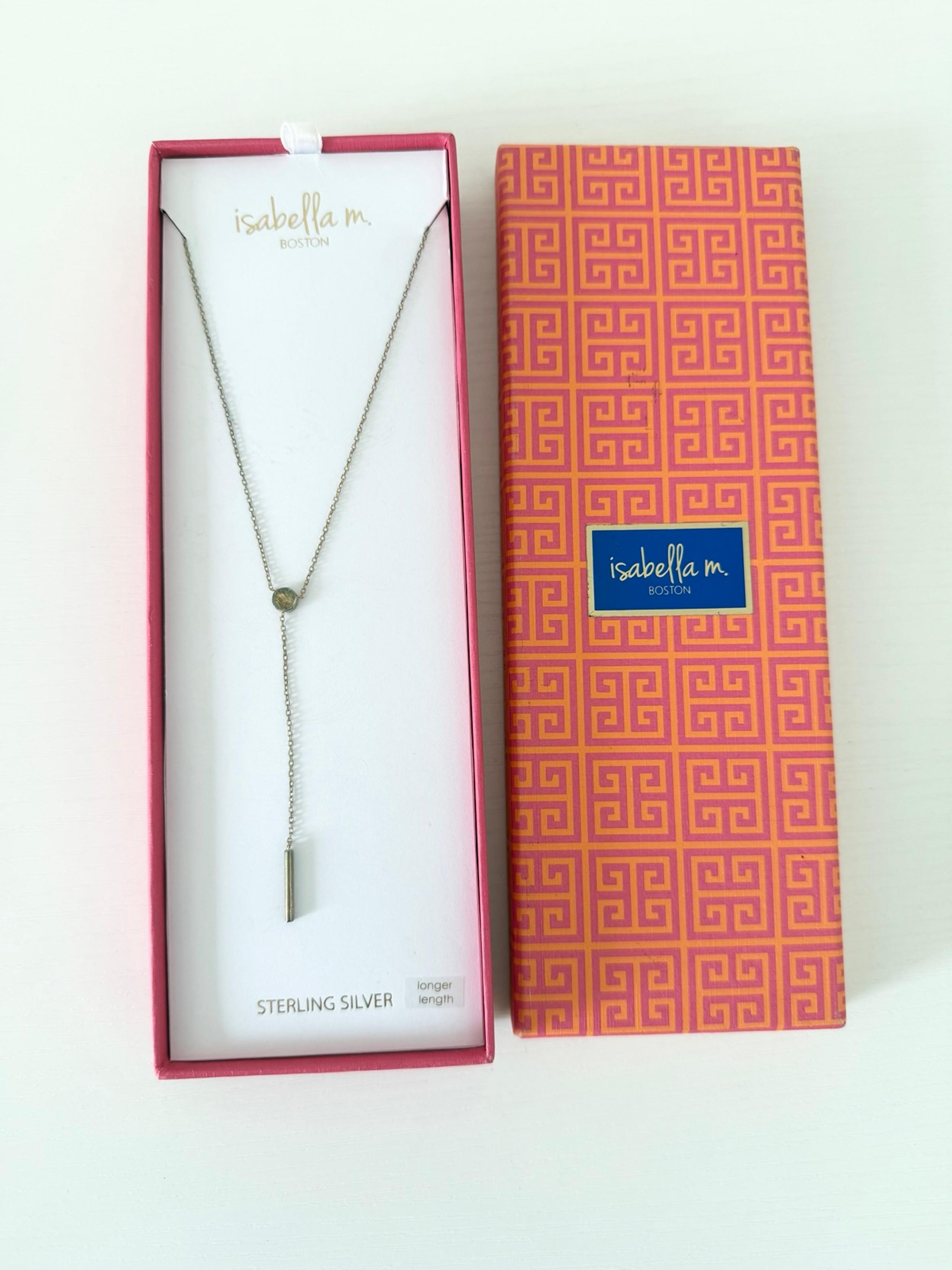 New in box isabella m boston sterling silver longer length trendy necklace