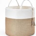 Woven Storage Basket Decorative Natural Rope Basket Wooden Bead 16 x13
