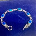 Vintage sterling silver blue opal links toggle bracelet marked Mexico