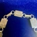 Vintage sterling silver blue opal links toggle bracelet marked Mexico