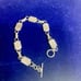 Vintage sterling silver blue opal links toggle bracelet marked Mexico