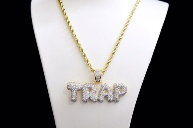 14k Gold Lab Diamond TRAP Charm Chain