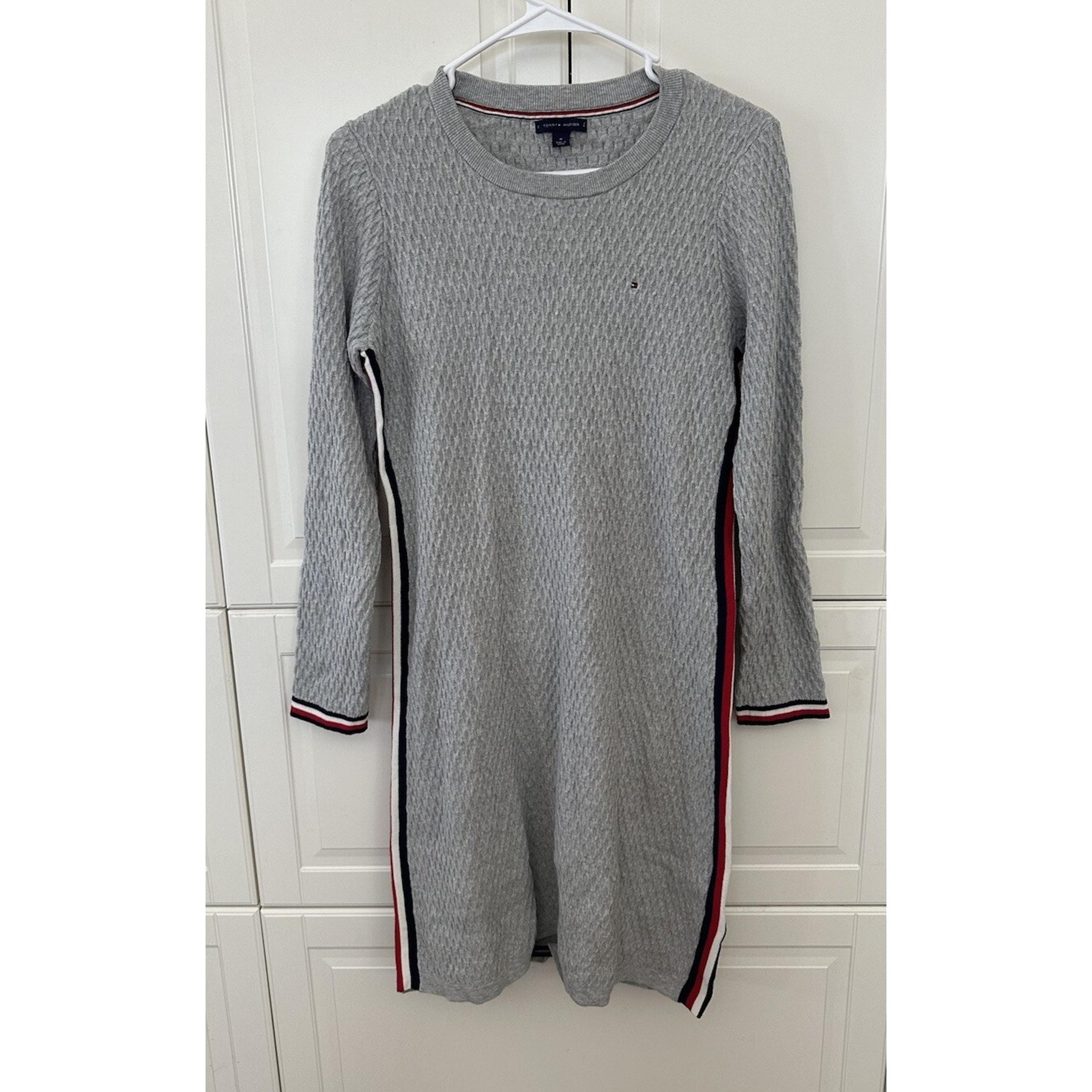 Tommy Hilfiger Women's Striped Sweater Dress Gray  size M