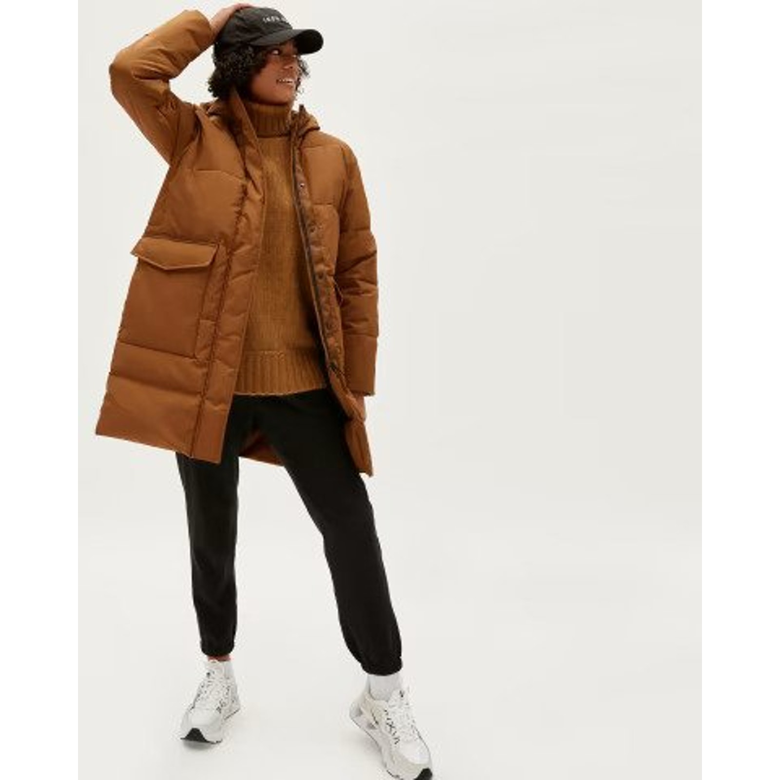 Everlane The ReNew Long Puffer Coat Long Sleeve Tan Size Large NWT
