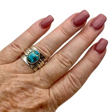 Kingman Blue Copper Turquoise Solid 925 Sterling Silver Ring