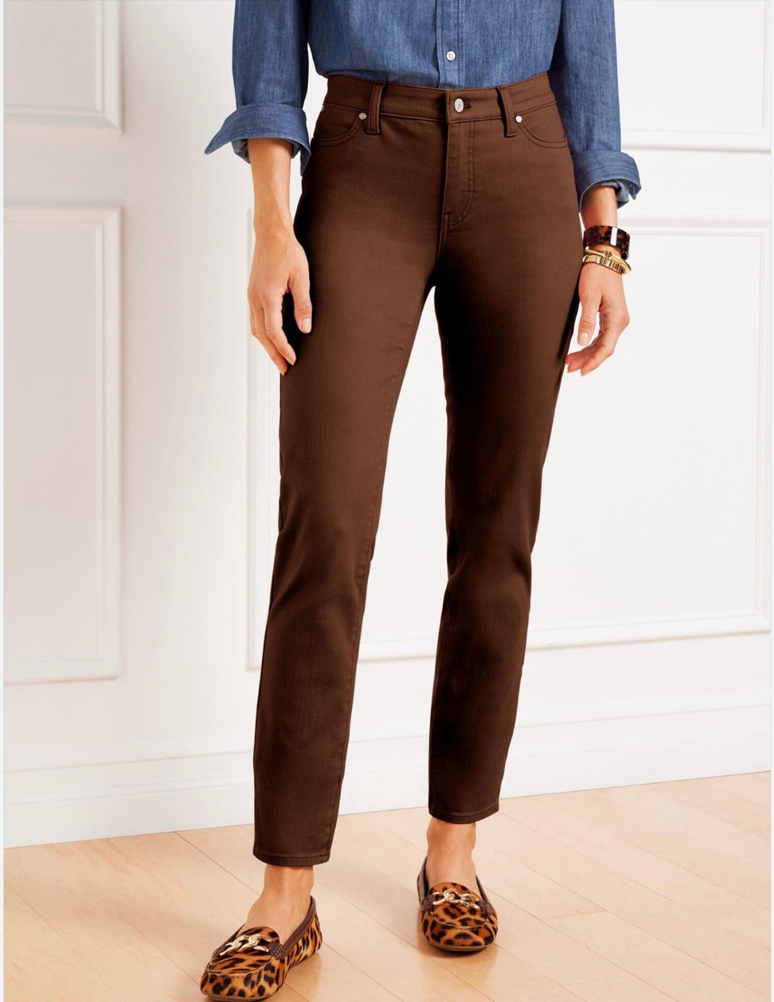 Talbots Jeans Womens 18 Brown Denim Slim Ankle Curvy High Rise Retro Plus 40x28