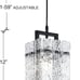 Black Crystal Pendant Light for Kitchen Island, Luxury Water Ripple Glass Chic