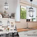 Black Crystal Pendant Light for Kitchen Island, Luxury Water Ripple Glass Chic