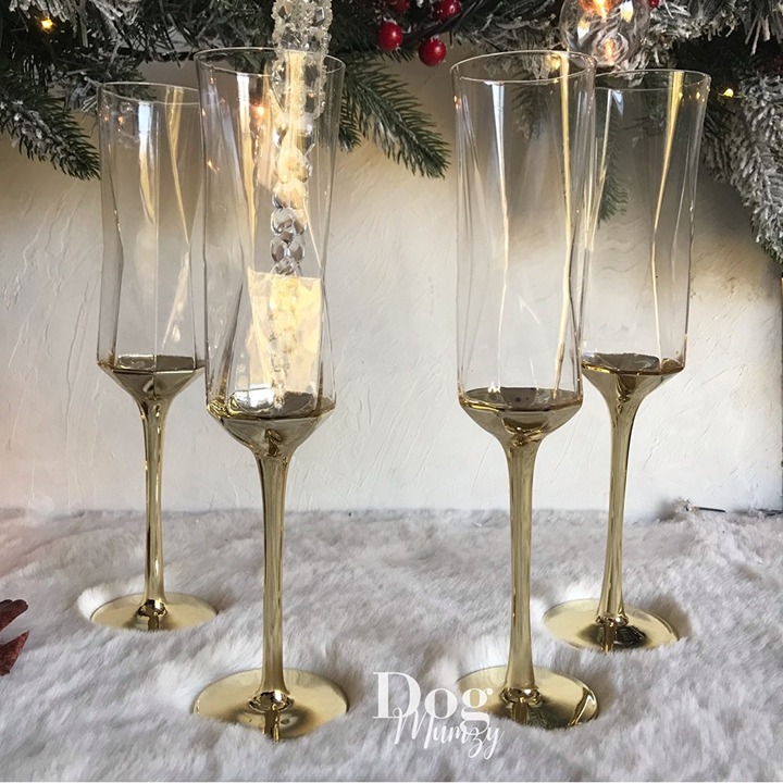 4 Luxe Habitat Yellow Gold Champagne Flute Wine Glass Box Set