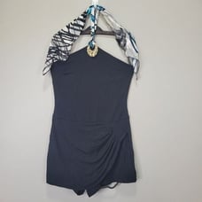 Cache Black Swimsuit Romper Halter Tie Neck Size M