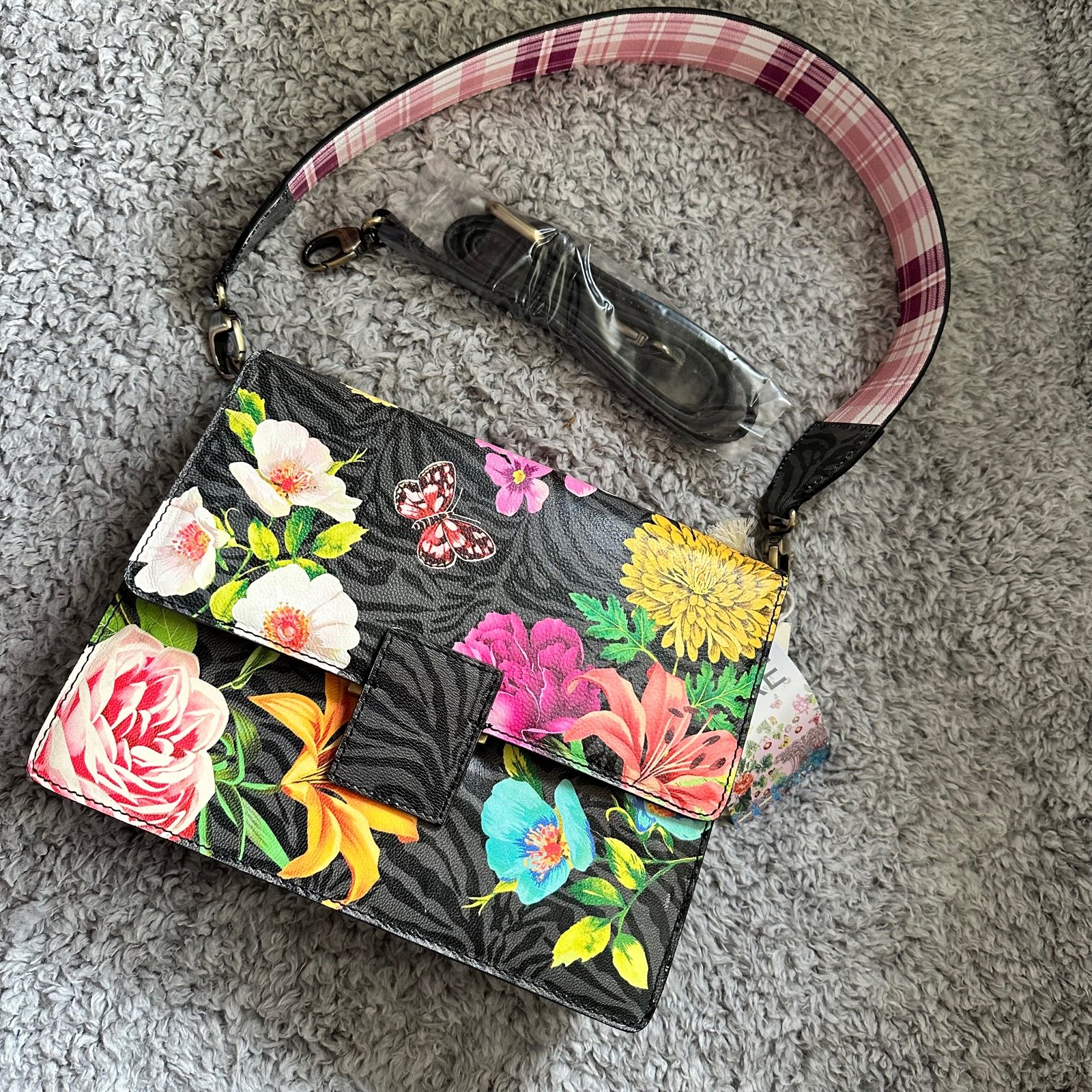 Blooming breeze envelope printed leather bag