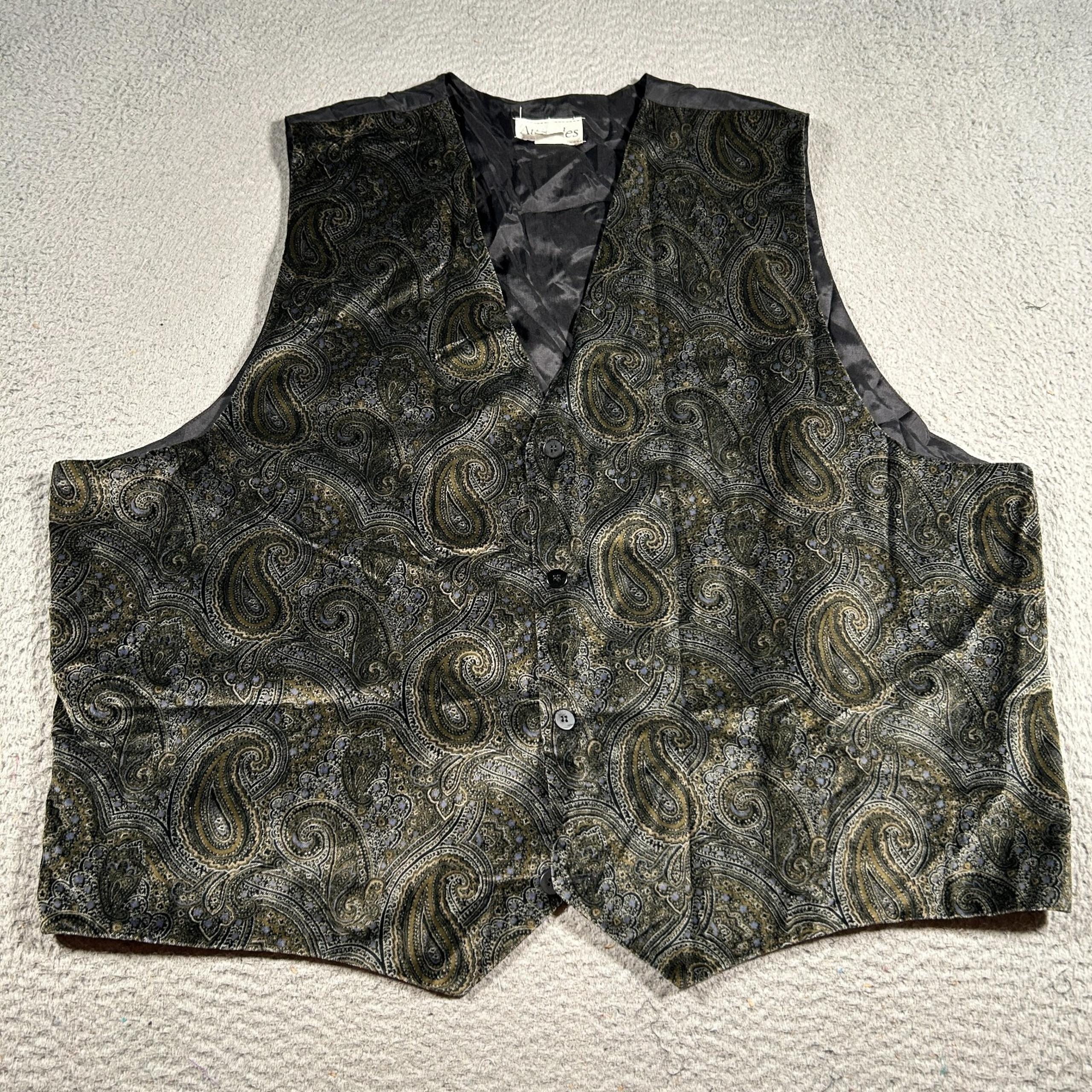 Vintage Attitudes Vest Women 4X Paisley Hippie Librarian Teacher Made In USA 90s