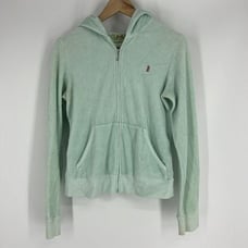 Juicy Couture Jacket Size Large Women Green Zip Hoodie Scottie USA VTG Y2K Terry