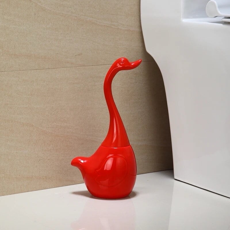 Swan Toilet Brush with holder Ceramic base plastic handle cleaning brush Toilet