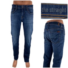 7 For All Mankind 32 X 32 Jeans The Straight Blue Cotton Blend Stretch 33 Actual