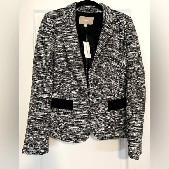 Banana Republic Knit Blazer Marled Black and White Sz 10