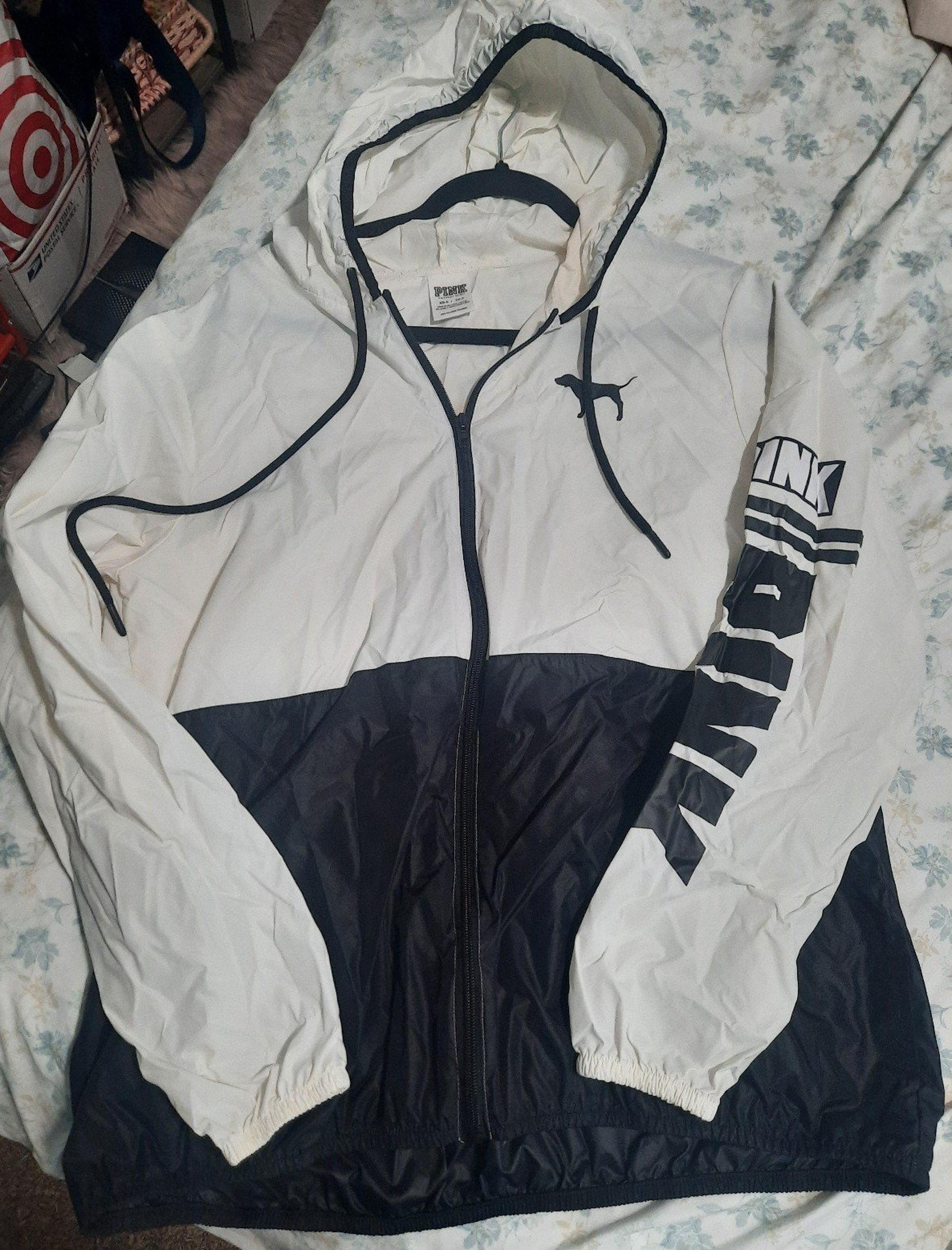 Victoria's Secret Pink white windbreaker jacket size xsmall/small