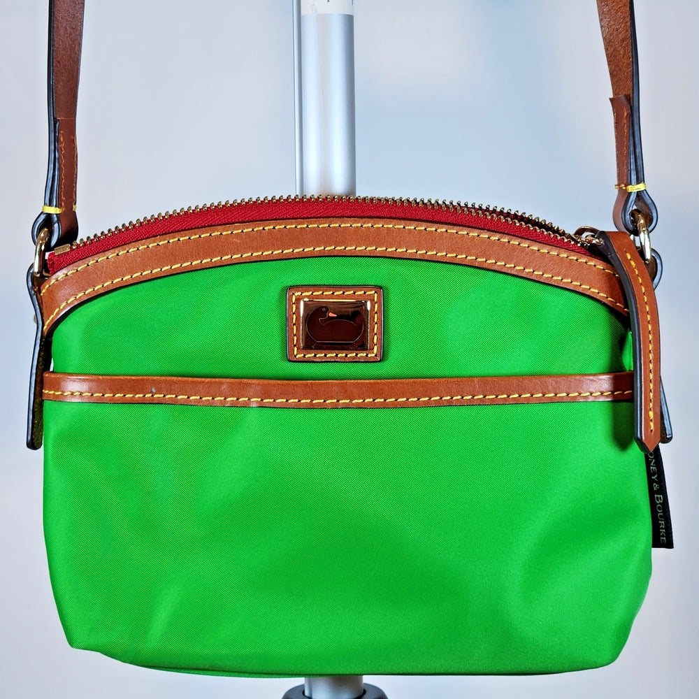 Dooney & Bourke Wayfarer Camden Dome Crossbody Bag Nylon & Leather Green