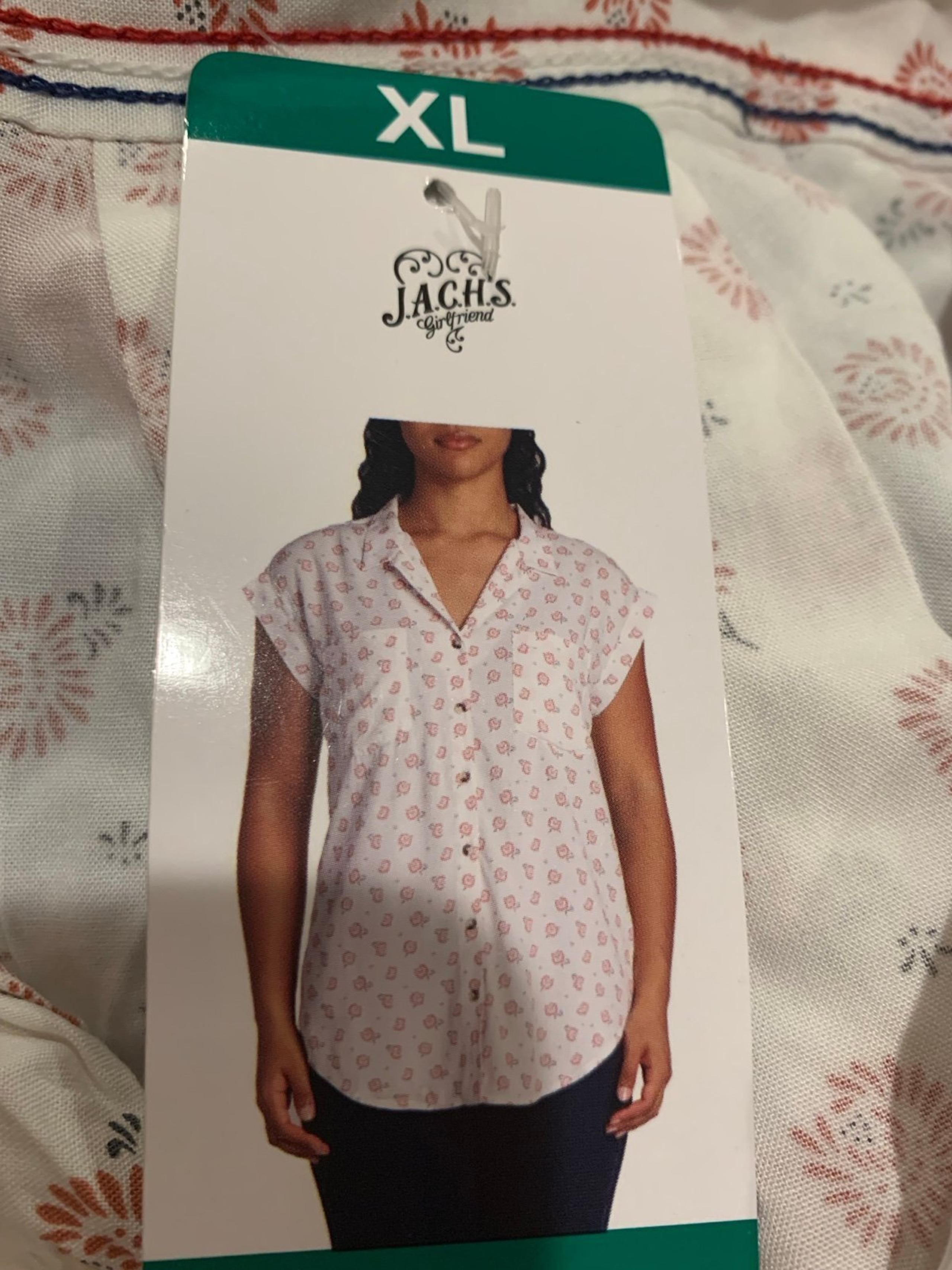 New JACHS Girlfriend Shirt Quinn Cap Sleeve Button Down Blouse White/Floral XL