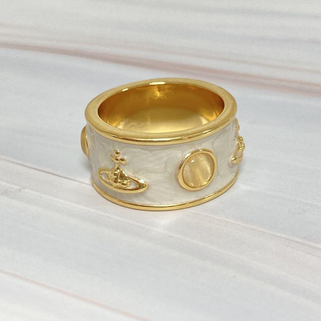 春夏新作モデル Vivienne Rings L Ivory x Gold Ring King Westwood アクセサリー