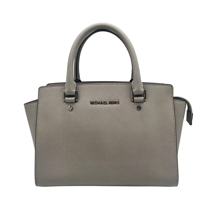 Michael Kors Grey Saffiano Selma Medium Convertible Satchel