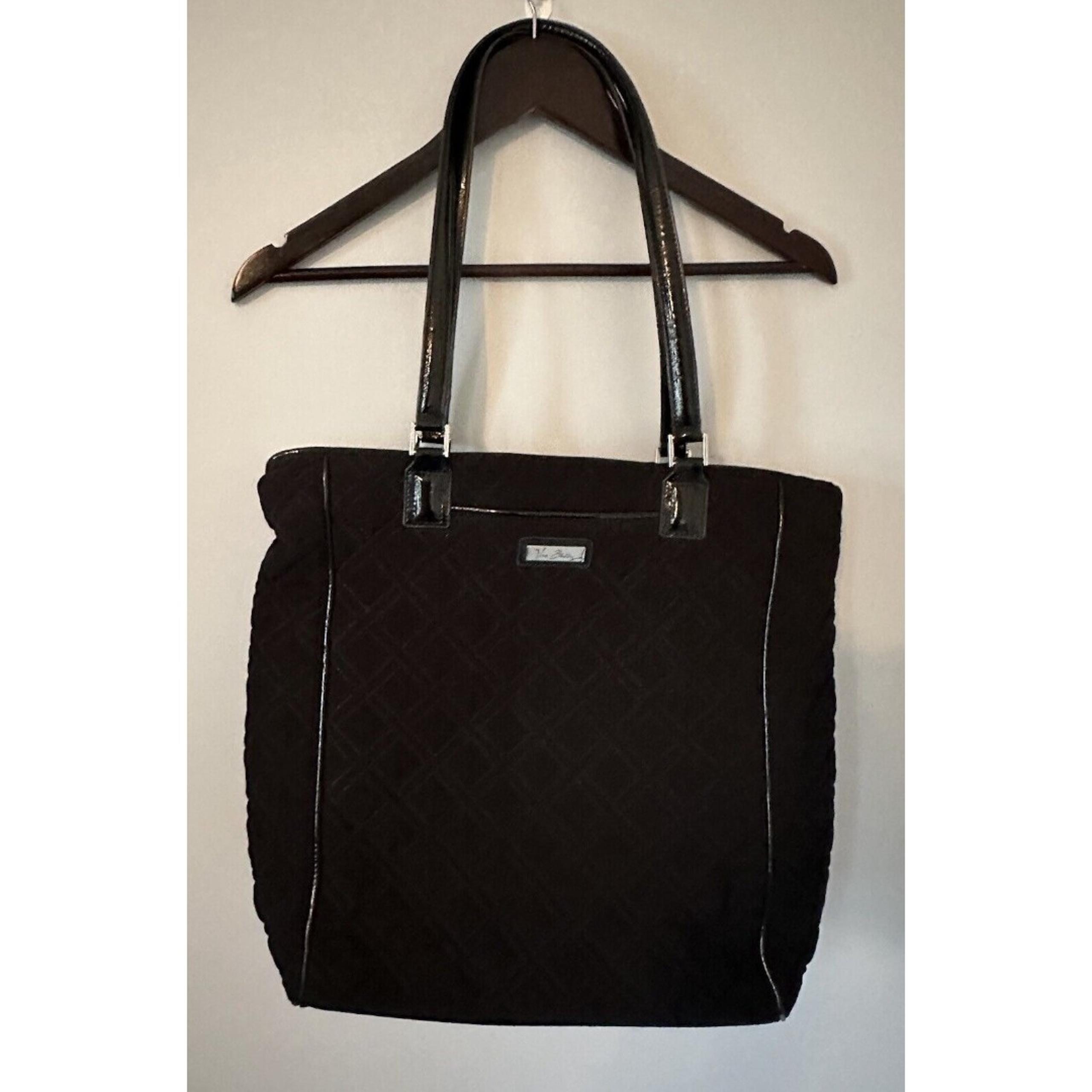 Vera Bradley Black Diamond Quilted Fabric Lightweight LG Tote Shoulder Bag Purse
