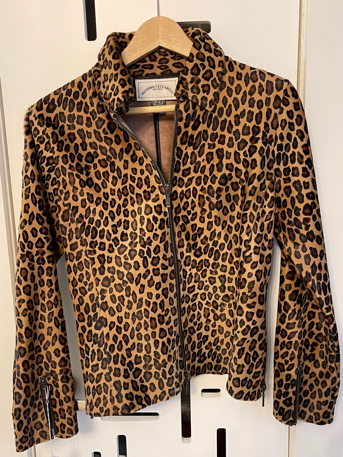 Women’s leopard leather jacket