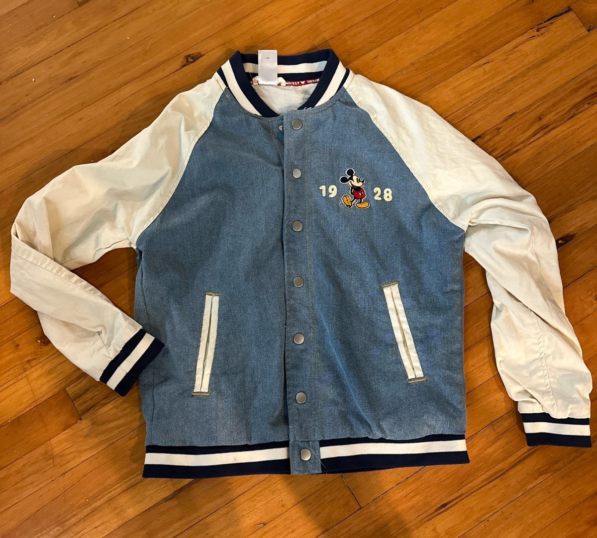 Disney Mickey Mouse 1928 League Denim Varsity Jacket Adult M