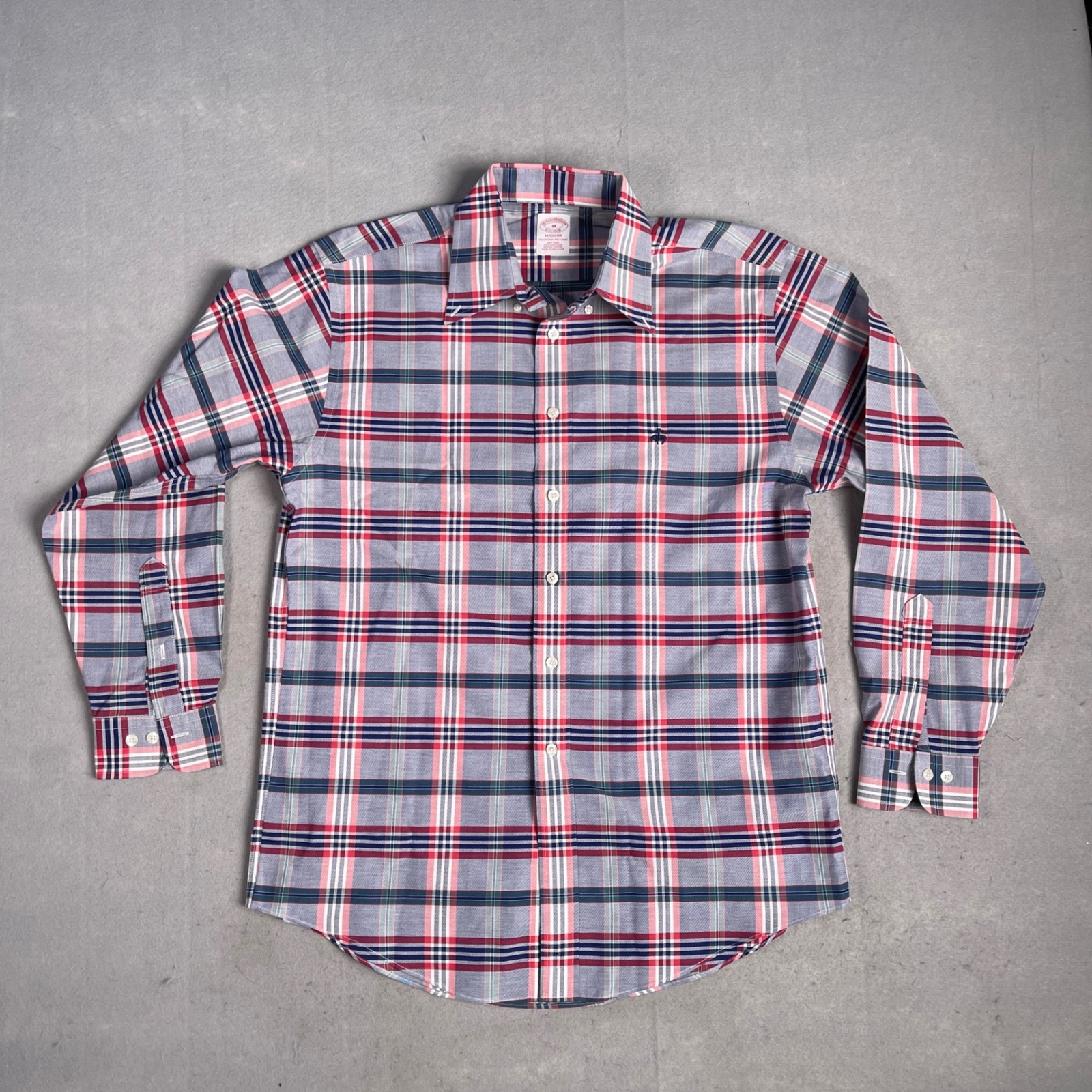 Brooks Brothers Madison Plaid Button Down Long Sleeve Dress Shirt Medium