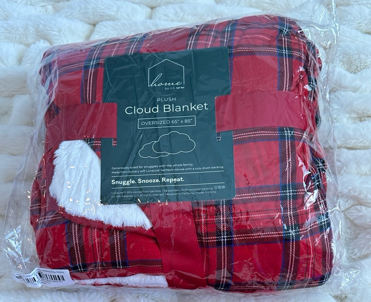 Little Sleepies holiday plaid oversized plush cloud