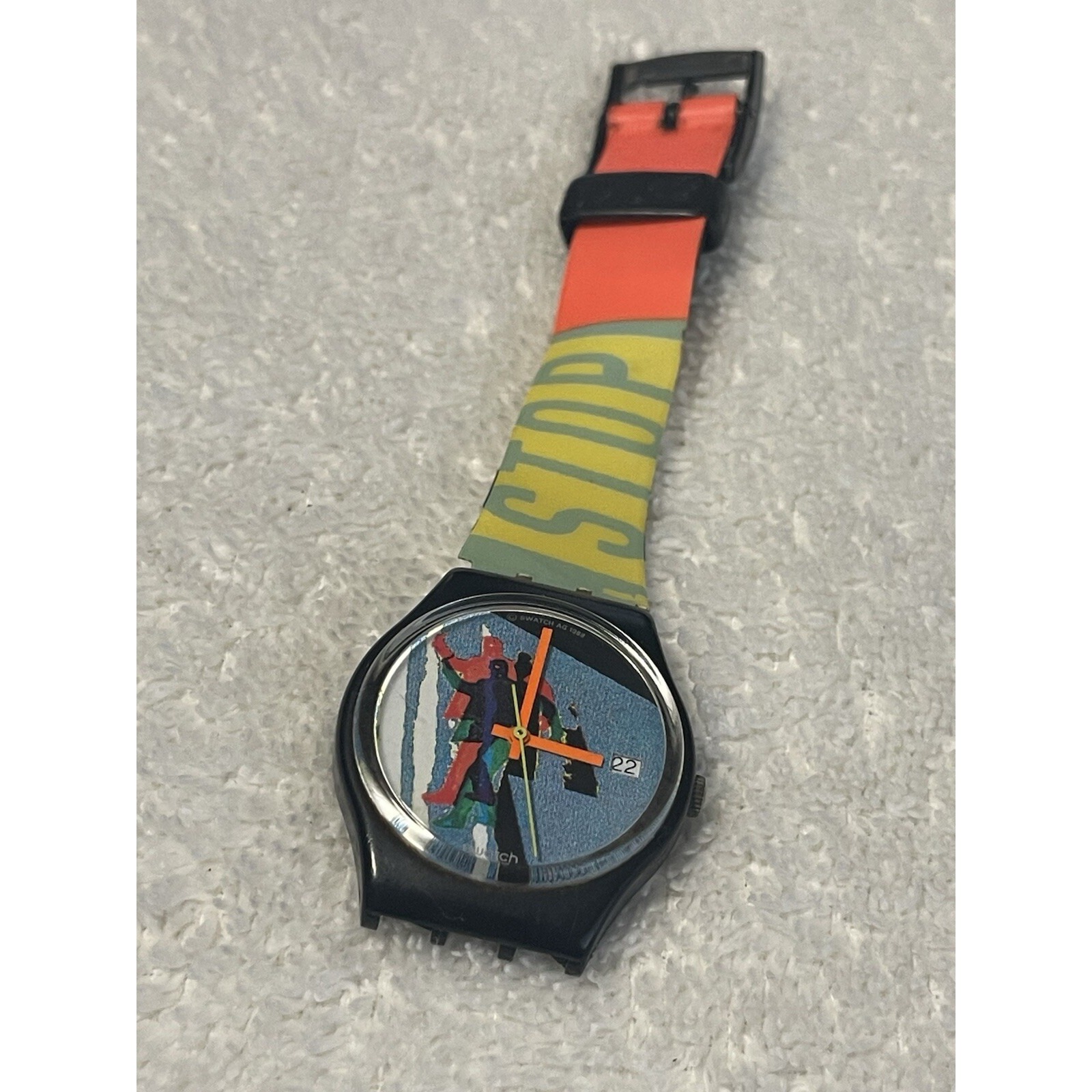 1989 Hipster Colorful Geometric Minimalistic Swiss Made Swatch ( Read Descripti