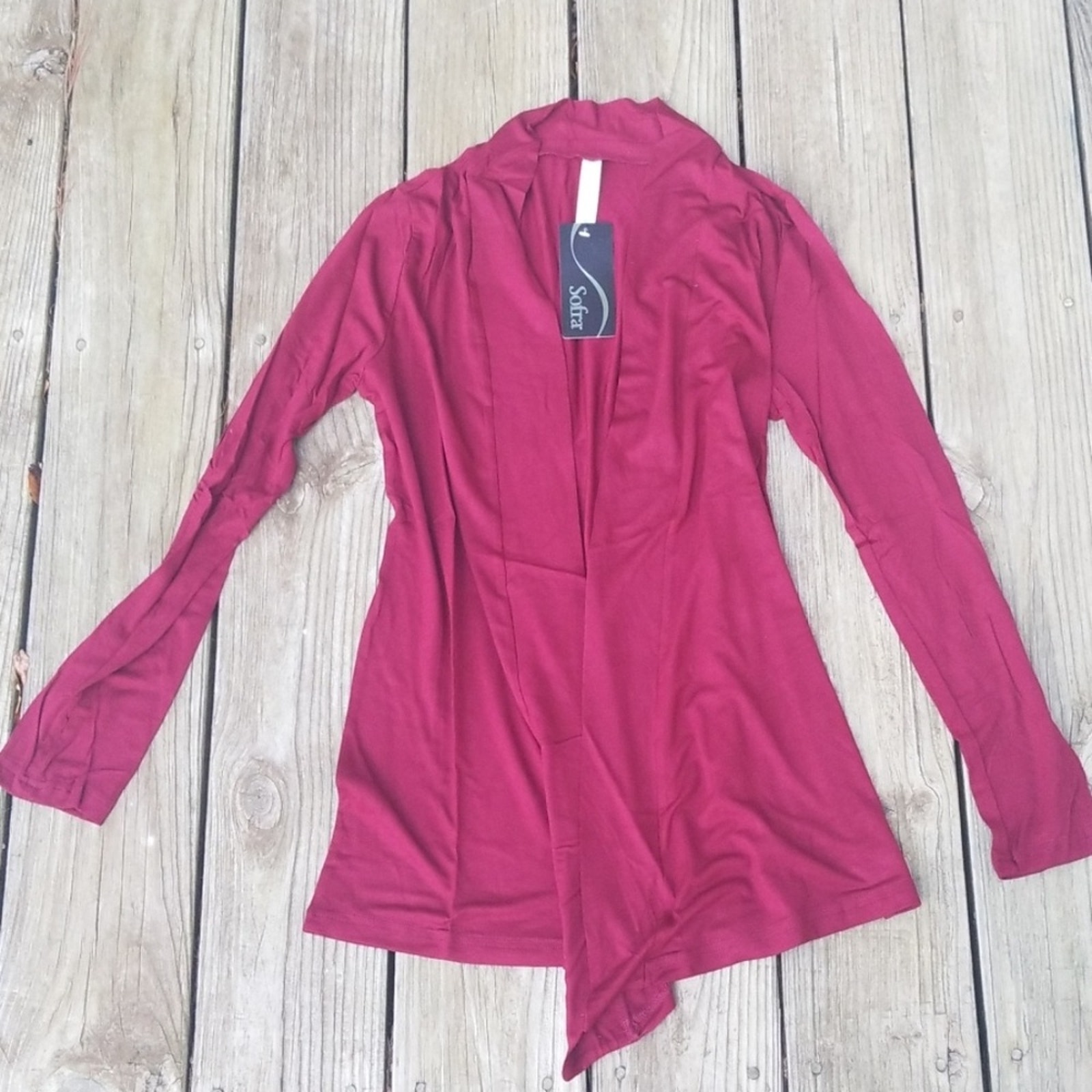 Medium Sofra perfect lightweight rayon cardigan burgundy red