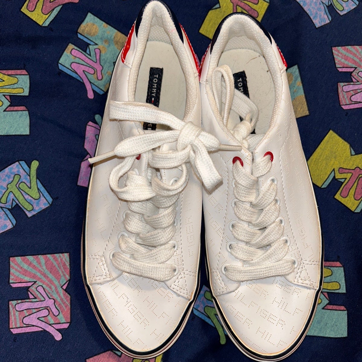 90’s Y2K red white and blue shoes vintage style hiphop