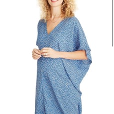 Hatch Slouch v-neck short sleeve blue floral dress