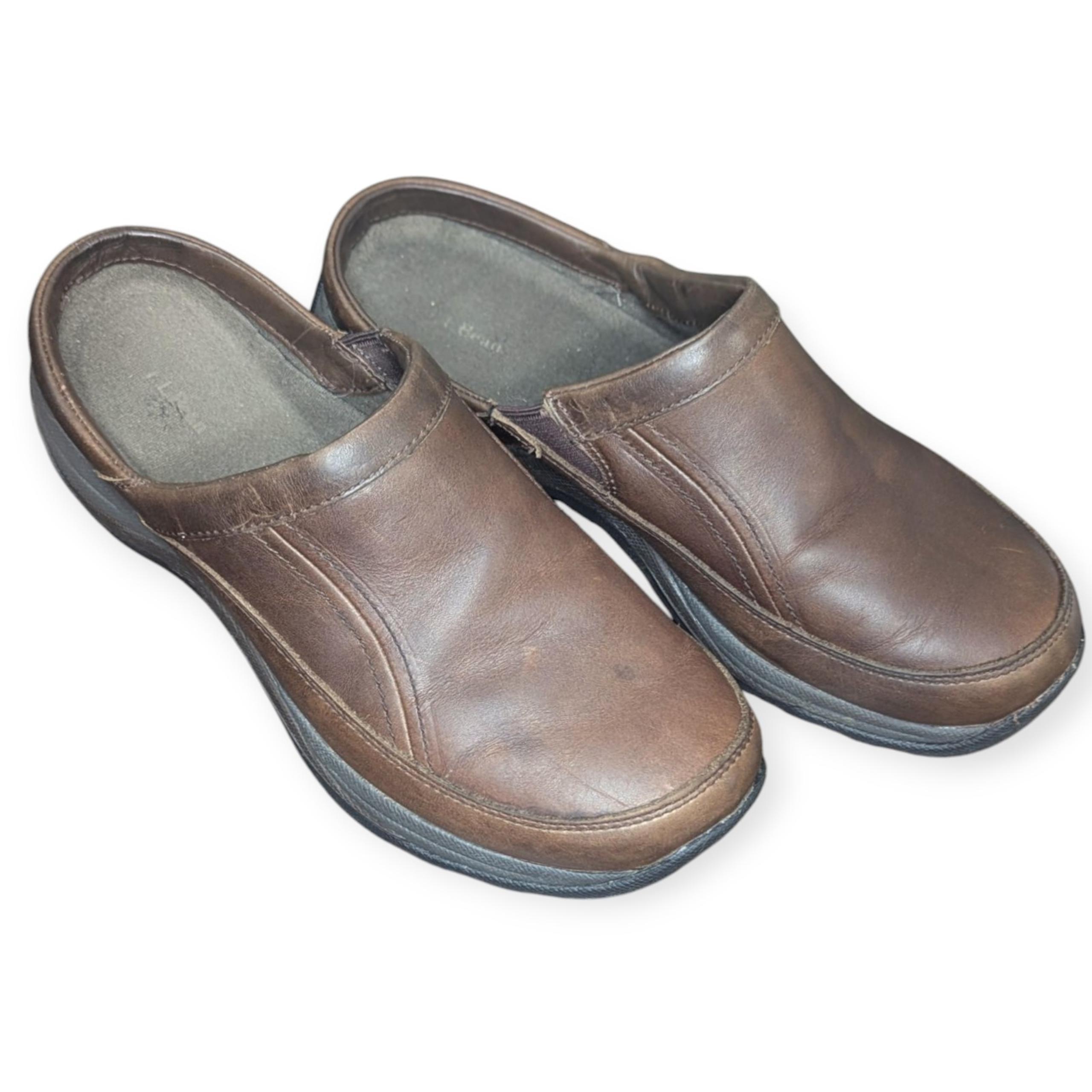 L L Bean Leather Clog Mules Sliders Womens 10
