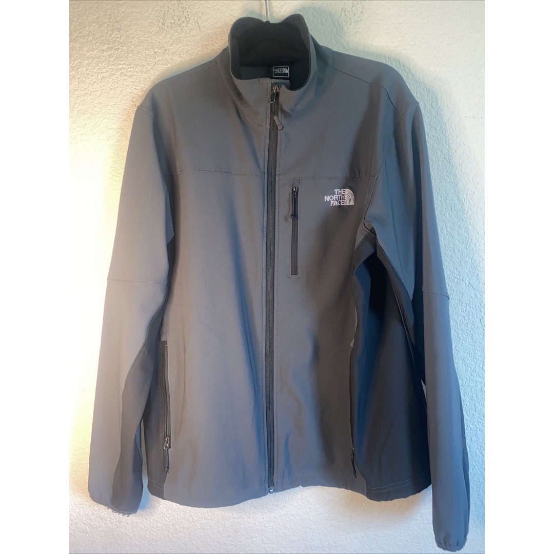 The North Face Apex 2 Tone Softshell Jacket Black Mens Large Zipper Weather EUC