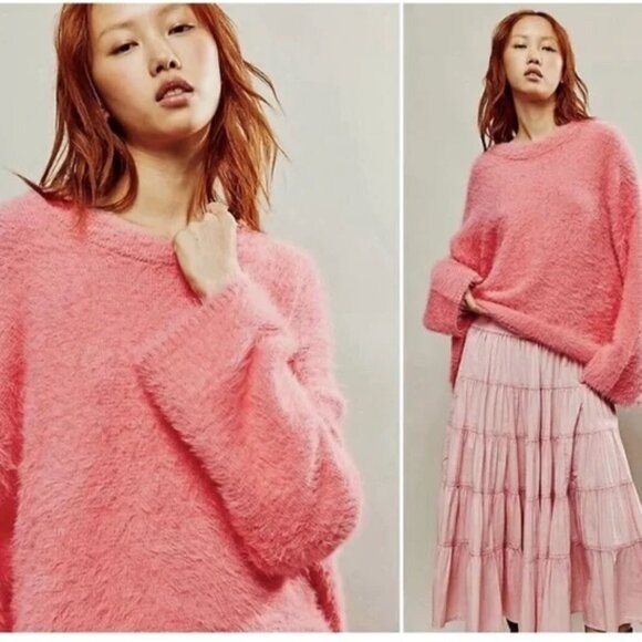 NWOT Free People Harrison Bunny Crew Slouchy Oversized Sweater