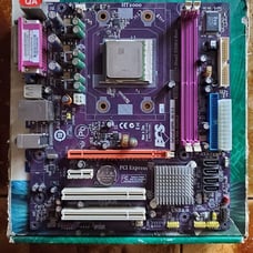 ECS GeForce6100PM-M2 (V2.0) Main board with CPU, I/O Shield + Crucial Ram x2