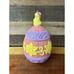 Easter Egg Cookie Jar With Chick On Top Pink Purple And Yellow 10.5”