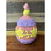 Easter Egg Cookie Jar With Chick On Top Pink Purple And Yellow 10.5”