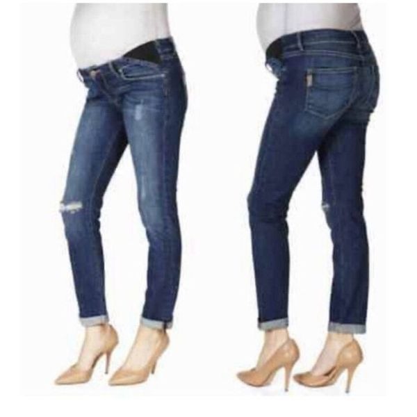 PAIGE Jimmy Jimmy Straight Leg Cuffed Premium Maternity Denim Size 29”