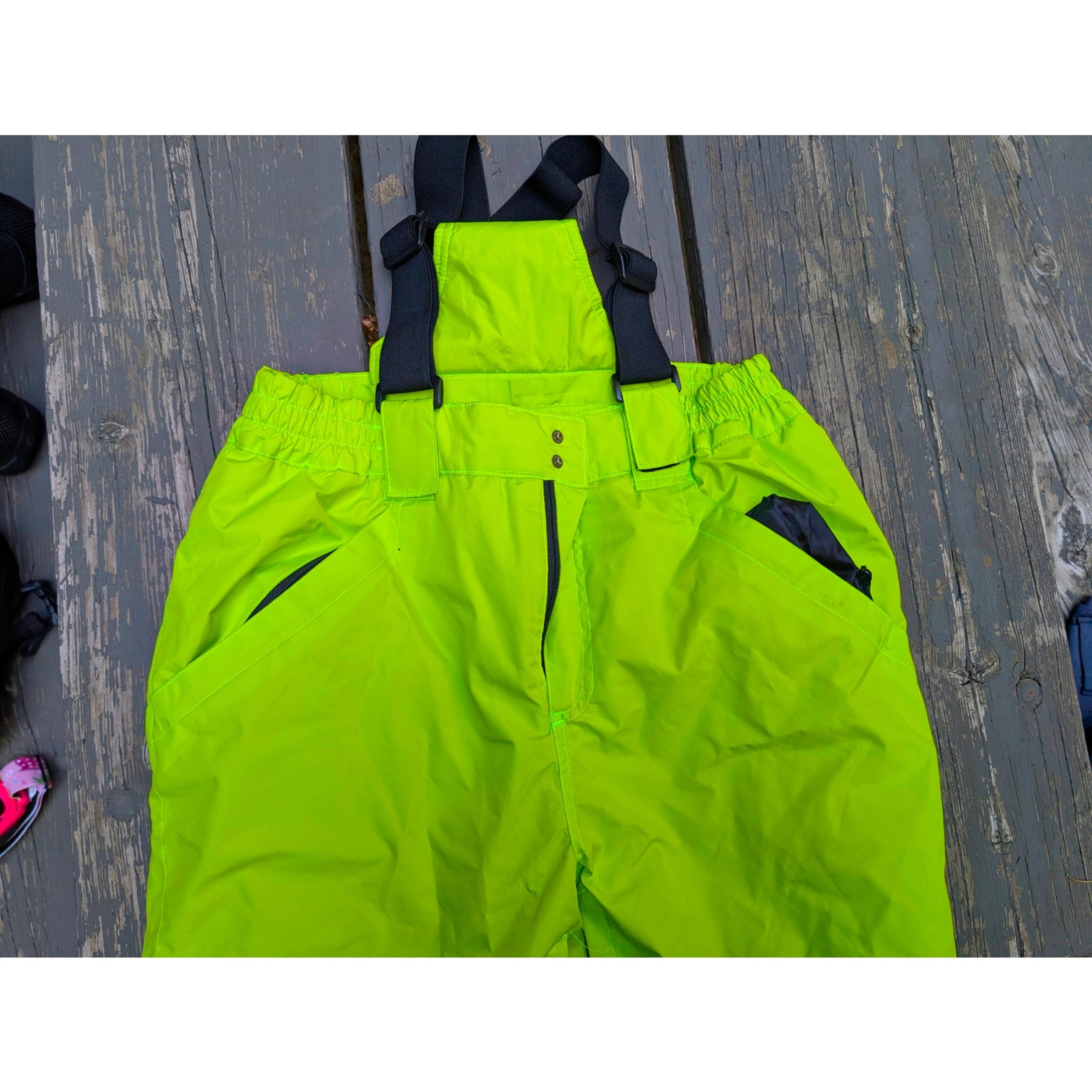 EleTop Insulated Bib Snow Pants | High-Vis Neon Green | Size Medium