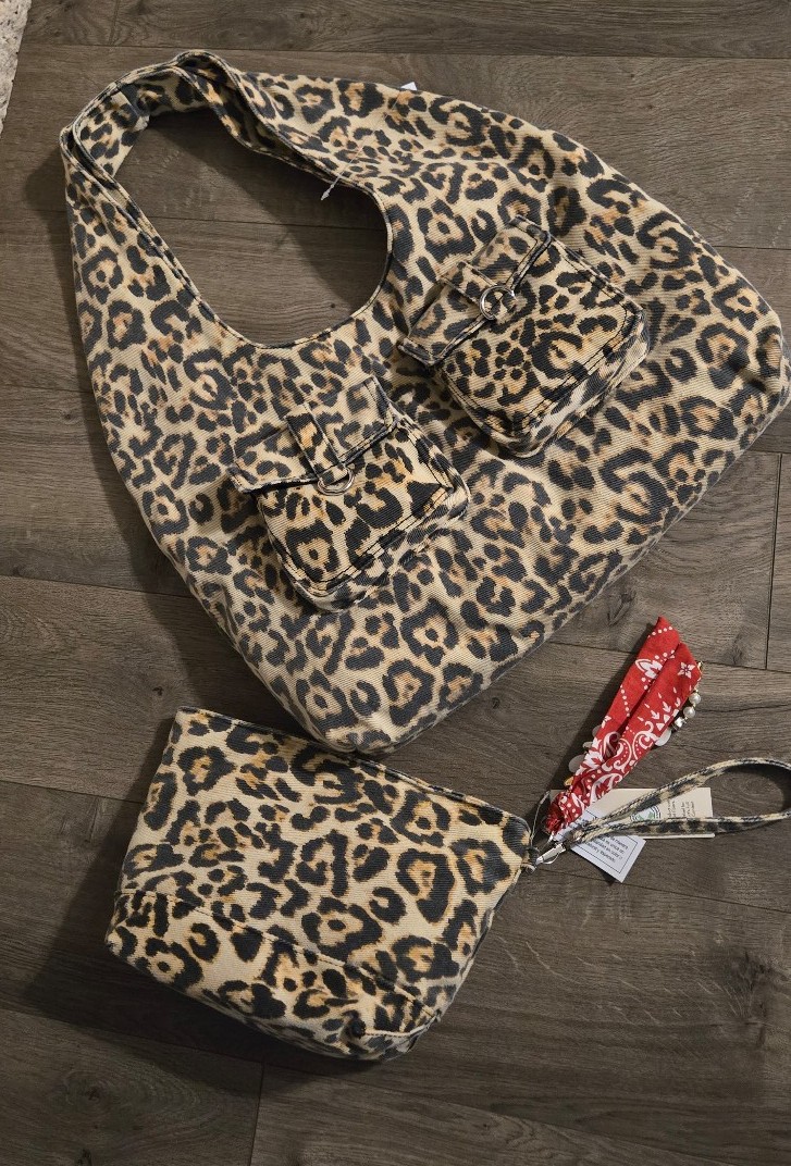 Walmart hobo shoulder leopard-print bag (bundle)