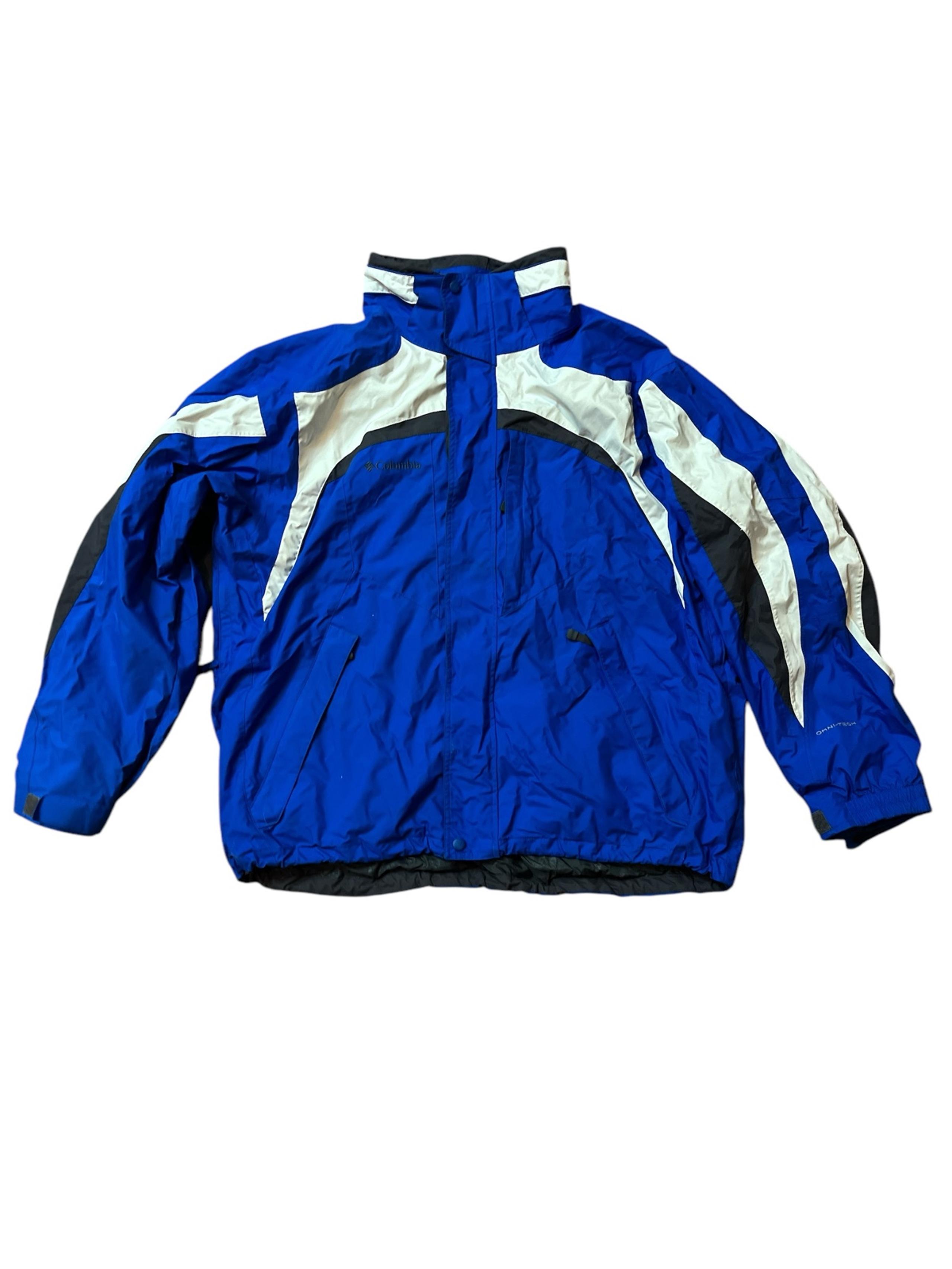 Columbia Jacket Mens XL Blue Black Interchange Sportwear Windbreaker Rain Coat