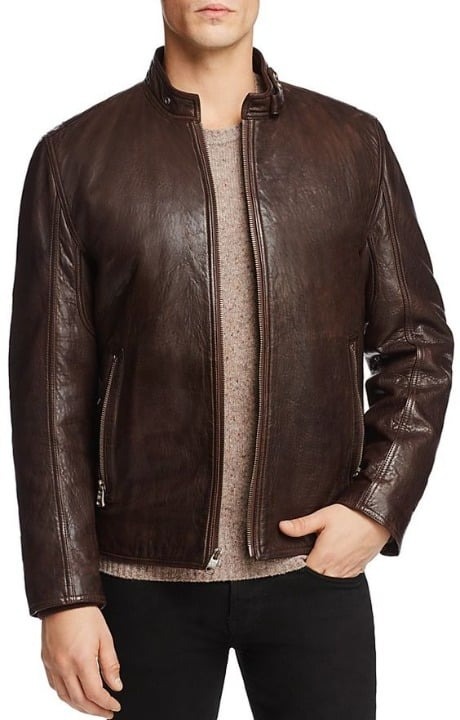Andrew Marc Leather Jacket Lined with Faux Shearling Medium