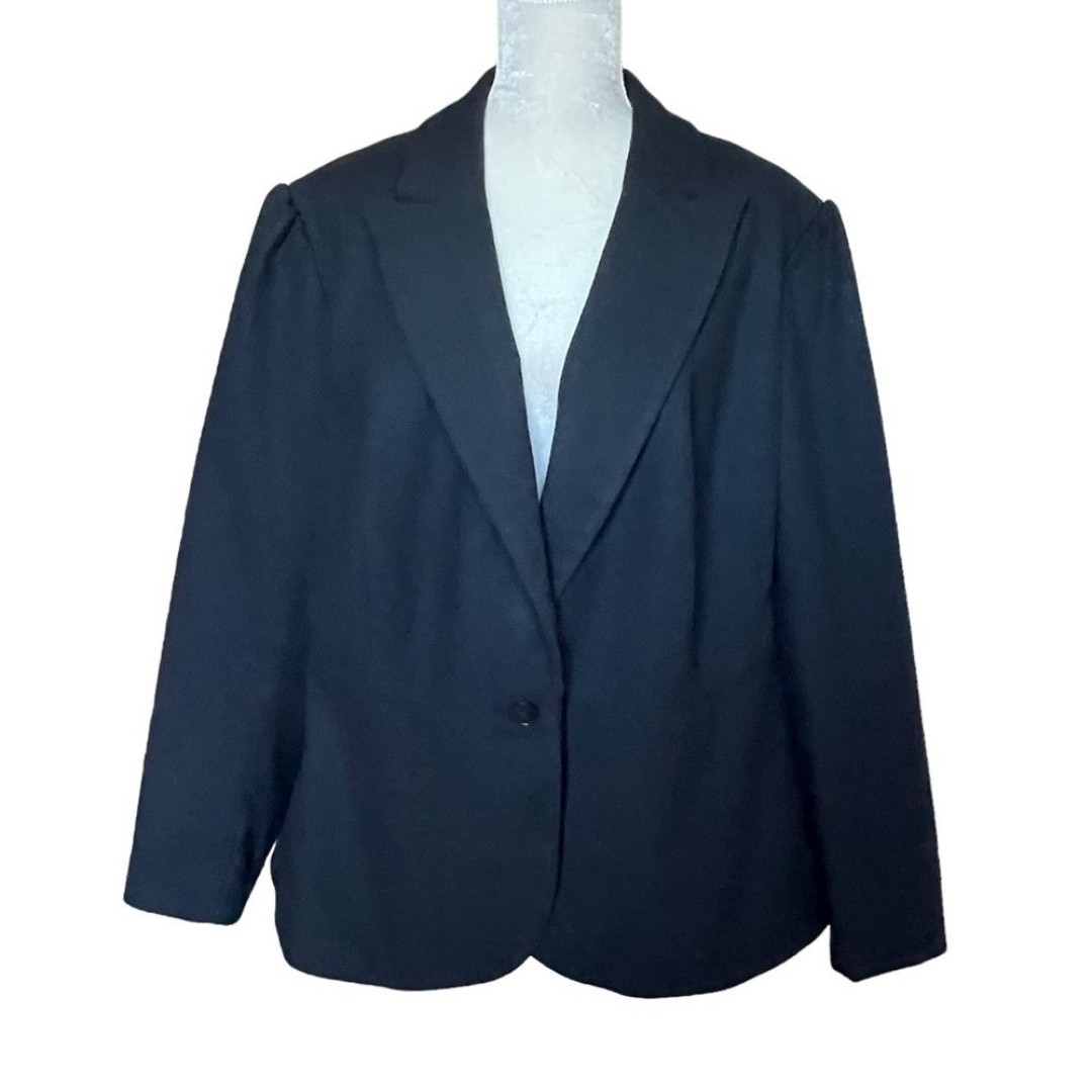 Jessica London Women’s Wool Blend Peplum Coat Jacket Plus Size 24W Black