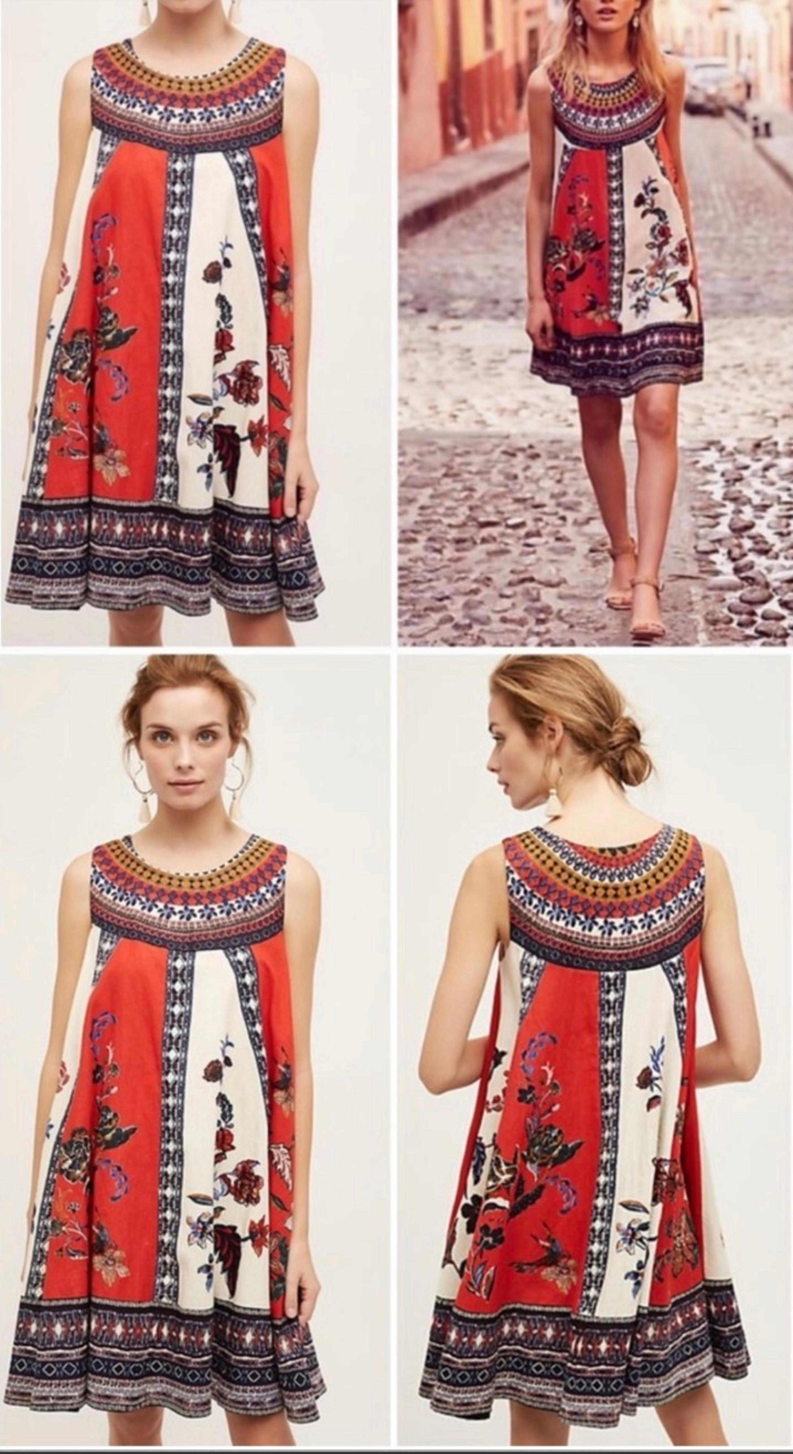 Anthropologie Maeve Cirque Swing Circle Trapeze  Floral Lined Dress