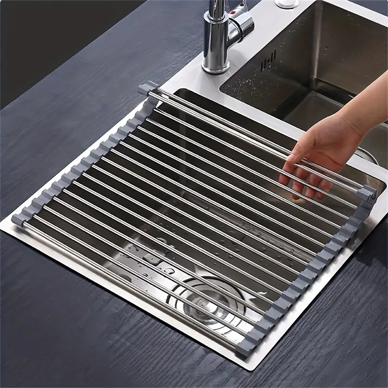 Maximize Your Kitchen Sink Space with this Foldable Drain Rack!