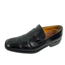 BALLY Toriel Black Leather Brogue Strap Slip on Dress Shoes